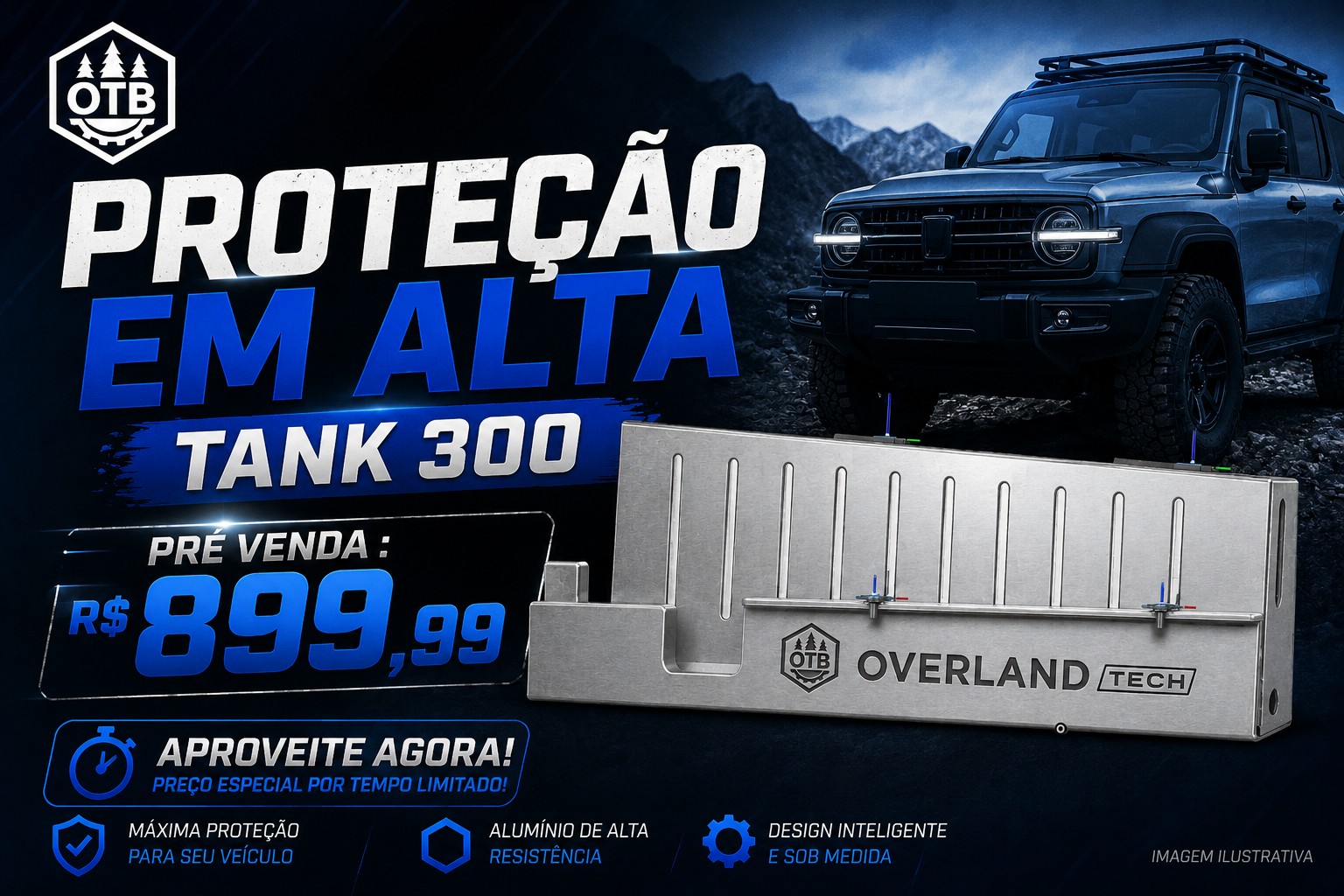 PRÉ VENDA Protetor de Alta⚡Traseiro  – GWM Tank 300 |  OTB Overland Tech